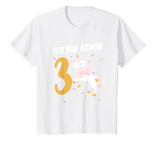 Mädchen Ich bin 3 Jahre alt 3. Geburtstag Einhorn T-Shirt von Einhorn Mädchen Shirts zum 3. Geburtstag