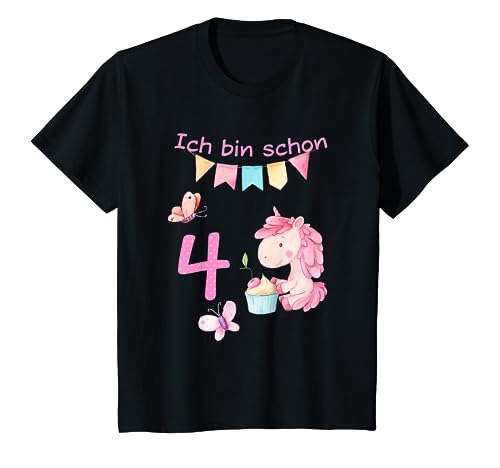Kinder Mädchen Ich bin 4 Jahre alt 4. Geburtstag Einhorn T-Shirt von Einhorn Mädchen Shirts zum 4. Geburtstag
