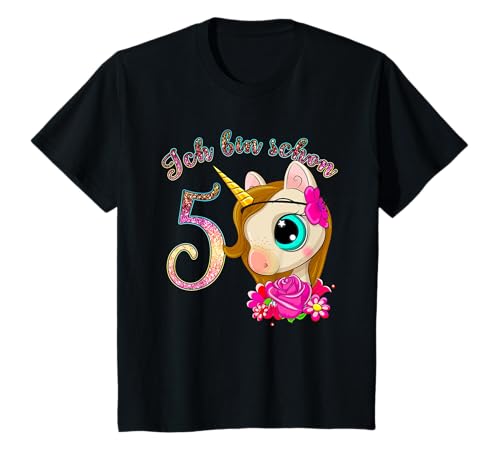 Kinder Mädchen Einhorn T-Shirt Ich bin 5 Jahre alt 5. Geburtstag T-Shirt von Einhorn Mädchen T-Shirts zum 5. Geburtstag
