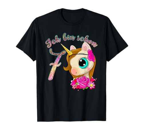 Mädchen Einhorn T-Shirt Ich bin 7 Jahre alt 7. Geburtstag T-Shirt von Einhorn Mädchen T-Shirts zum 7. Geburtstag