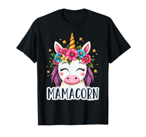 Mamacorn Muttertag Mama Kostüm Einhorn Gesicht Liebhaber T-Shirt von Einhorn-Mutter- und Baby-Mamacorn-Mama-Kostüm