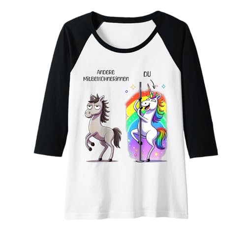 Damen Andere Mitbewohnerinnen Du Einhorn WG Spaß bunt cool Raglan von Einhorn Spaß Geschenkideen