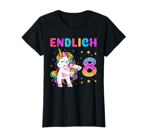 Endlich 8 Geburtstag Mädchen 8 Jahre Lustiges Party Einhorn T-Shirt von Einhorn T-Shirt Geburtstagsgeschenk für Mädchen