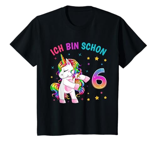 6 Geburtstag Mädchen Ich bin 6 Jahre alt Party Einhorn T-Shirt von Einhorn T-Shirt Geburtstagsgeschenk für Mädchen