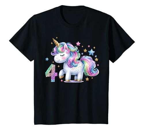 Kinder 4 Geburtstag Mädchen Geschenke 4 Jahre Alt Einhorn Outfit T-Shirt von Einhorn T-Shirt Geschenke Mädchen Geburtstag