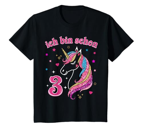 Kinder 3 Geburtstag Mädchen Ich bin schon 3 Jahre alt Einhorn T-Shirt von Einhorn T-Shirt Geschenke für Mädchen