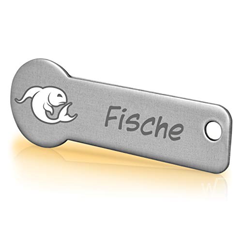 Einkaufswagenlöser ® Code24 Sternzeichen Fisch/Schlüsselanhänger Einkaufschip mit Schlüsselfundservice/Abziehbarer Einkaufswagenchip Metall, Chip Einkaufswagen, Key Finder / 2 Jahre Fundservice von Einkaufswagenlöser