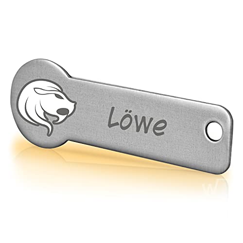 Einkaufswagenlöser ® Code24 Sternzeichen Löwe/Schlüsselanhänger Einkaufschip mit Schlüsselfundservice/Abziehbarer Einkaufswagenchip Metall, Chip Einkaufswagen, Key Finder / 1 Stück von Einkaufswagenlöser