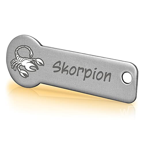 Einkaufswagenlöser ® Code24 Sternzeichen Skorpion/Schlüsselanhänger Einkaufschip mit Schlüsselfundservice/Abziehbarer Einkaufswagenchip Metall, Chip Einkaufswagen, Key Finder / 1 Stück von Einkaufswagenlöser