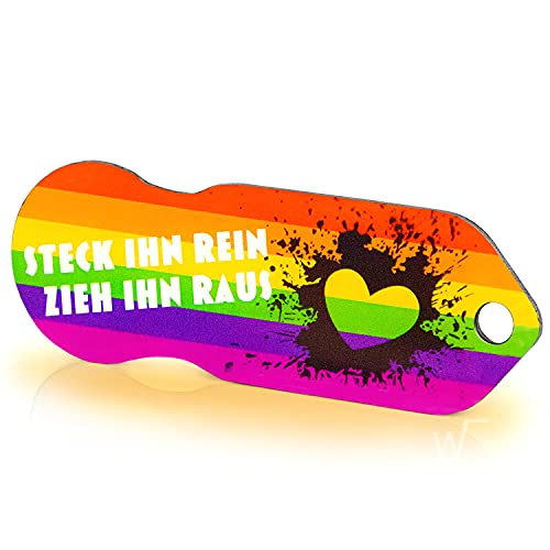 Einkaufswagenlöser ® LGBT/Entriegler für Einkaufswagen – inkl. 1 Jahr Schlüsselfundservice/Einkaufswagenchip abziehbar/Einkaufschip zum rausziehen/Schlüsselanhänger Metall / 1 Stück von Einkaufswagenlöser