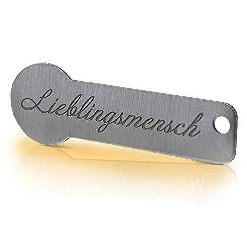Einkaufswagenlöser ® Lieblingsmensch® grau/Schlüsselanhänger Einkaufschip mit Schlüsselfundservice/Abziehbarer Einkaufswagenchip Metall, Chip Einkaufswagen, Key Finder / 1 Stück von Einkaufswagenlöser