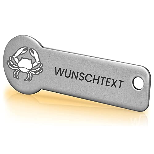 Einkaufswagenlöser ® Personalisiert mit Sternzeichen/Personalisierter Schlüsselanhänger mit Gravur & Schlüsselfundservice/Einkaufschip zum Rausziehen/Entriegler für Einkaufswagen - Krebs von Einkaufswagenlöser