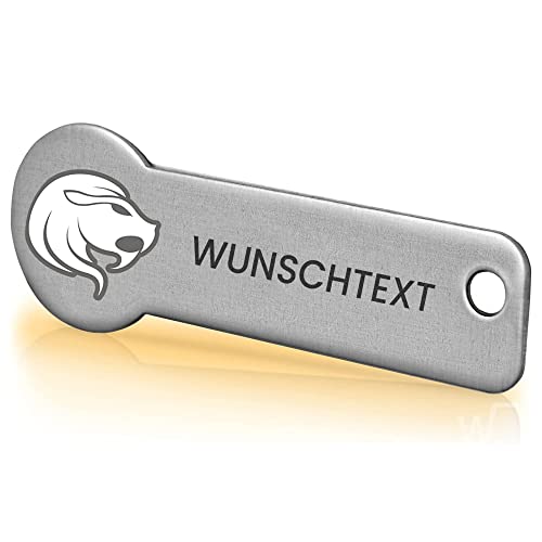 Einkaufswagenlöser ® Personalisiert mit Sternzeichen/Personalisierter Schlüsselanhänger mit Gravur & Schlüsselfundservice/Einkaufschip zum Rausziehen/Entriegler für Einkaufswagen - Löwe von Einkaufswagenlöser