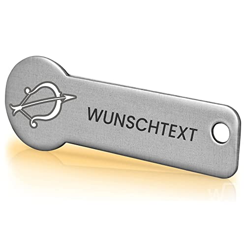 Einkaufswagenlöser ® Personalisiert mit Sternzeichen/Personalisierter Schlüsselanhänger mit Gravur & Schlüsselfundservice/Einkaufschip zum Rausziehen/Entriegler für Einkaufswagen - Schütze von Einkaufswagenlöser