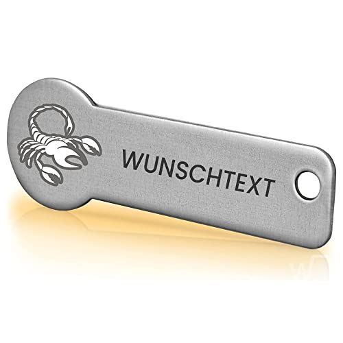 Einkaufswagenlöser ® Personalisiert mit Sternzeichen/Personalisierter Schlüsselanhänger mit Gravur & Schlüsselfundservice/Einkaufschip zum Rausziehen/Entriegler für Einkaufswagen - Scorpion von Einkaufswagenlöser