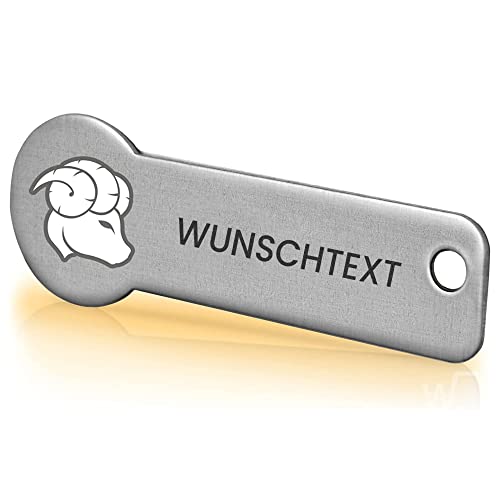 Einkaufswagenlöser ® Personalisiert mit Sternzeichen/Personalisierter Schlüsselanhänger mit Gravur & Schlüsselfundservice/Einkaufschip zum Rausziehen/Entriegler für Einkaufswagen - Widder von Einkaufswagenlöser