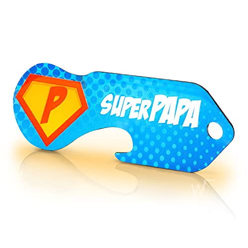 Einkaufswagenlöser ® Super Papa/Entriegler für Einkaufswagen – inkl. 1 Jahr Schlüsselfundservice/Einkaufswagenchip abziehbar/Einkaufschip zum rausziehen/Schlüsselanhänger Metall / 1 Stück von Einkaufswagenlöser