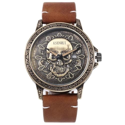Einkaufszauber Armbanduhr Skull Totenkopf Altgold von Einkaufszauber