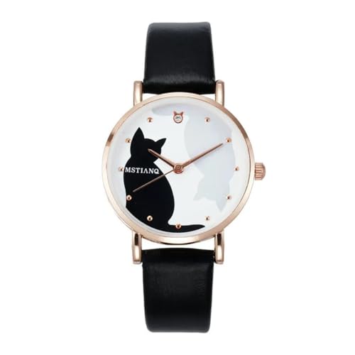 Einkaufszauber Damen Armbanduhr Schwarze Katze von Einkaufszauber