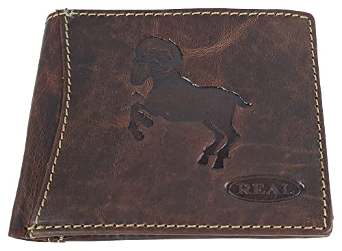 Einkaufszauber Echt Büffel-Leder Geldbeutel Sternzeichen Widder von Einkaufszauber