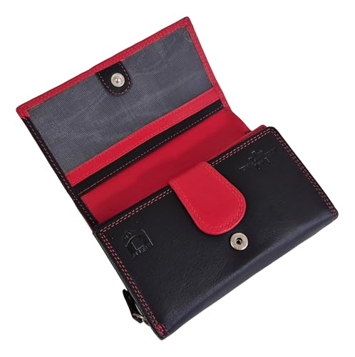 Einkaufszauber Echt Leder Damen Geldbeutel Superordnung Rot-Schwarz von Einkaufszauber