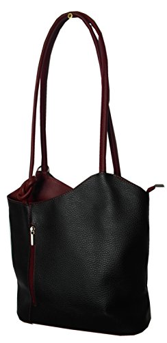 Einkaufszauber Echt Leder Designer Handtasche Black and Red von Einkaufszauber