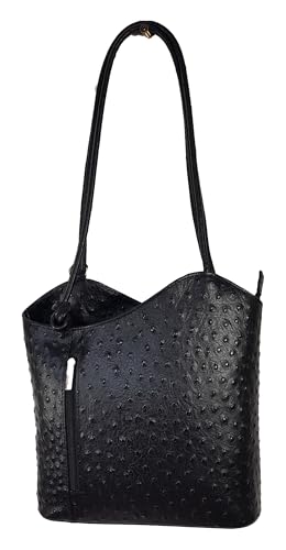 Einkaufszauber Echt Leder Designer Handtasche Strauss Schwarz von Einkaufszauber