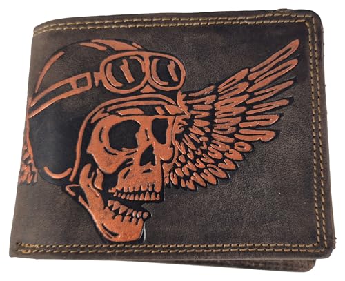 Einkaufszauber Echt Leder Geldbeutel Skull Totenkopf Fly Kupfer von Einkaufszauber