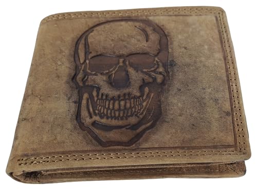 Einkaufszauber Echt Leder Geldbeutel Skull Totenkopf von Einkaufszauber