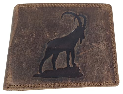 Einkaufszauber Echt Leder Geldbeutel Steinbock Rustikal von Einkaufszauber