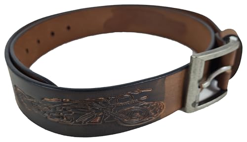 Einkaufszauber Echt Leder Gürtel Motorrad Biker Braun (120) von Einkaufszauber