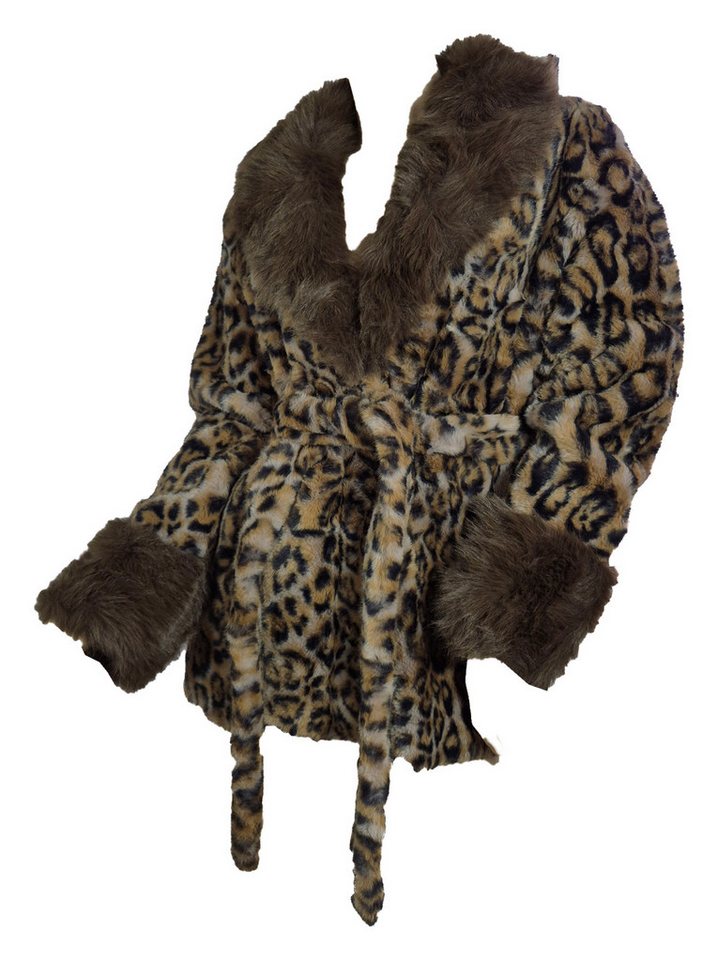Einkaufszauber Fellimitatjacke Designer Kunstpelz Jacke Leopard - kuschelig weich und warm Die Größen sind großzügig ausgelegt von Einkaufszauber