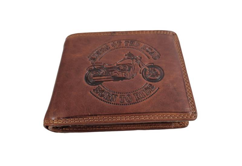 Einkaufszauber Geldbörse Echt Büffel-Leder Herren Geldbeutel Motorrad Born to Ride Luxus, RFID-gesichert von Einkaufszauber