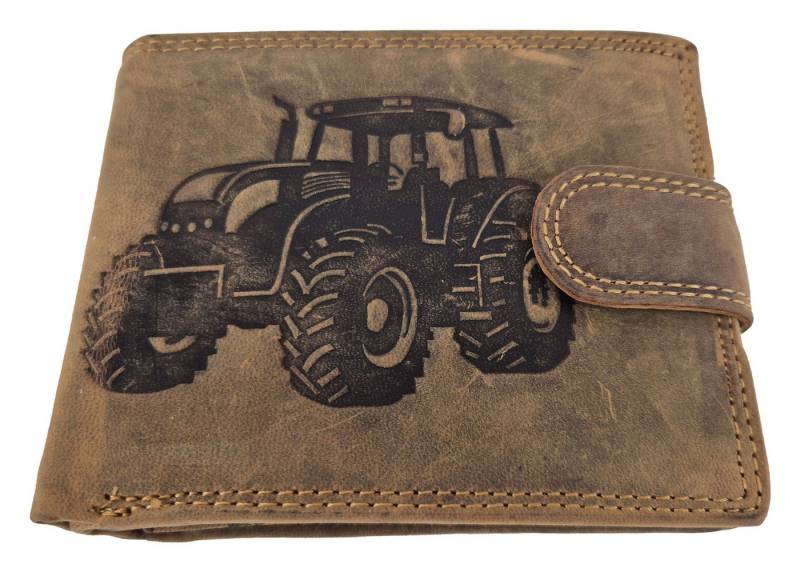 Einkaufszauber Geldbörse Echt Leder Geldbeutel Traktor Landwirtschaft, Traktor Prägung von Einkaufszauber