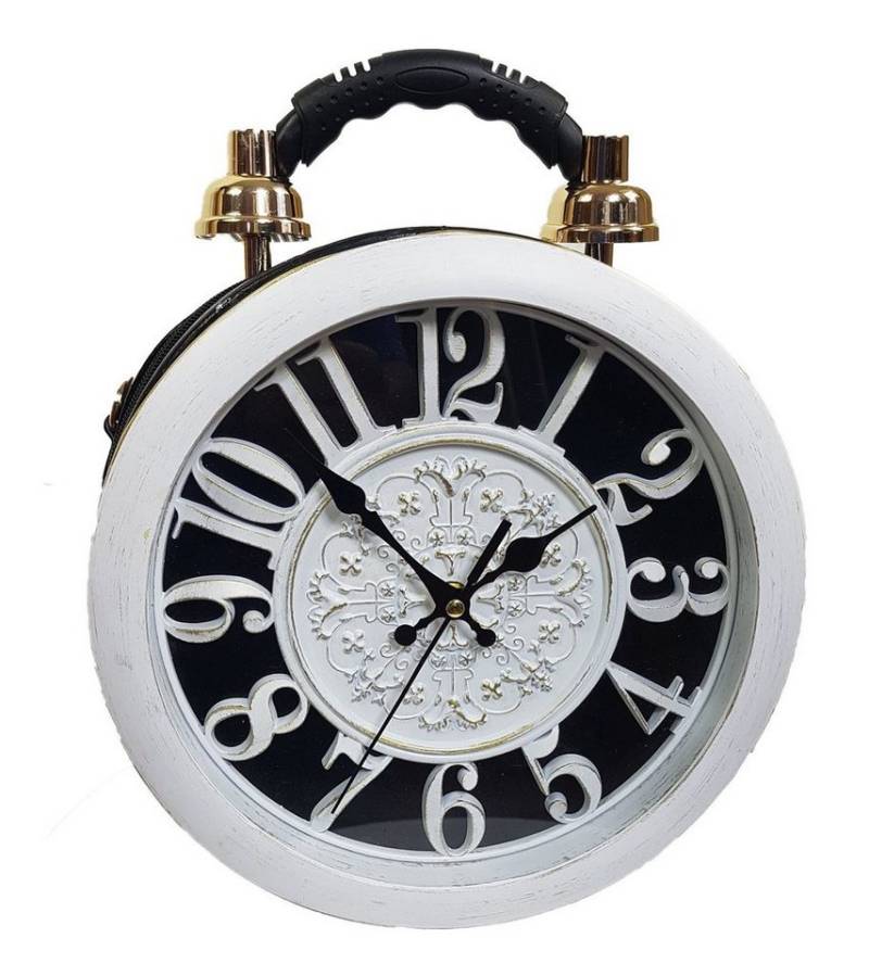 Einkaufszauber Handtasche Designer Handtasche mit echter Uhr Schwarz-Weiß, Echte Uhr auf der Vorderseite von Einkaufszauber