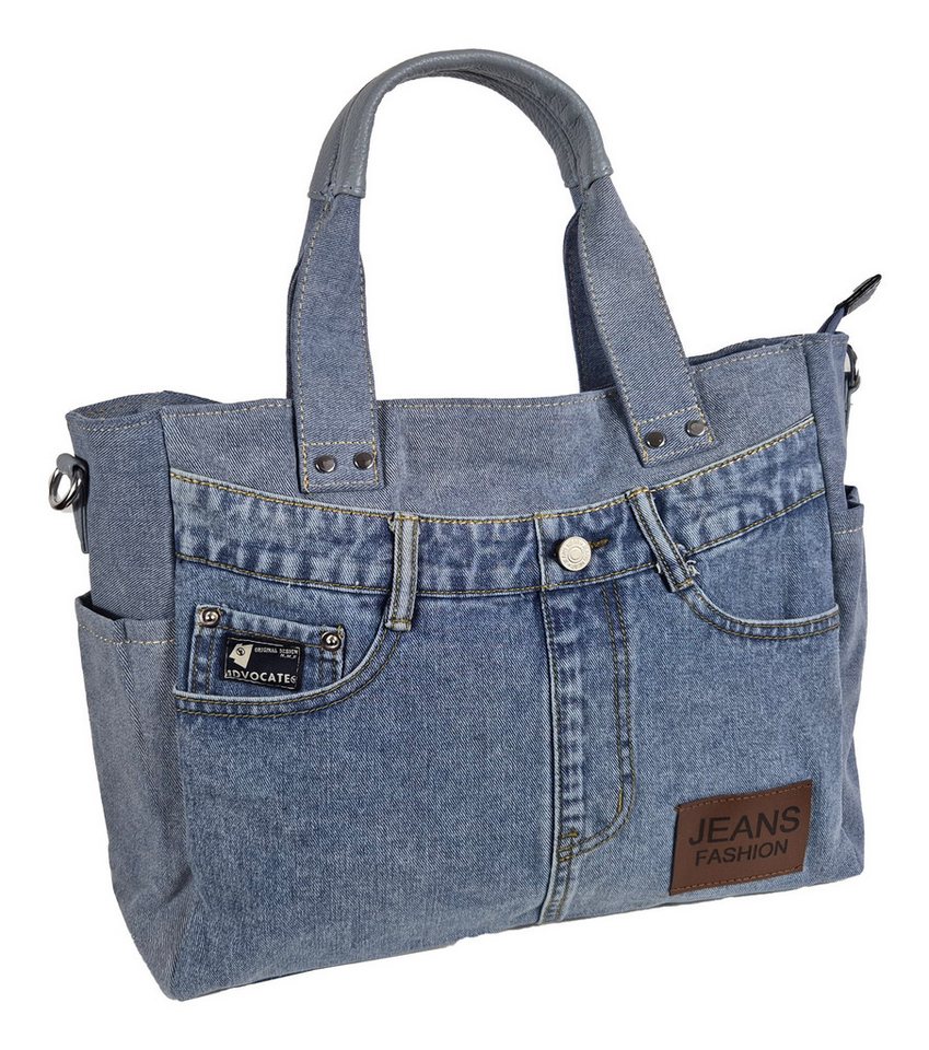 Einkaufszauber Handtasche Profi Shopper Handtasche Echte Jeans Hellblau - Reisetasche (mit Schultergurt), aus einer echten Jeans genäht von Einkaufszauber