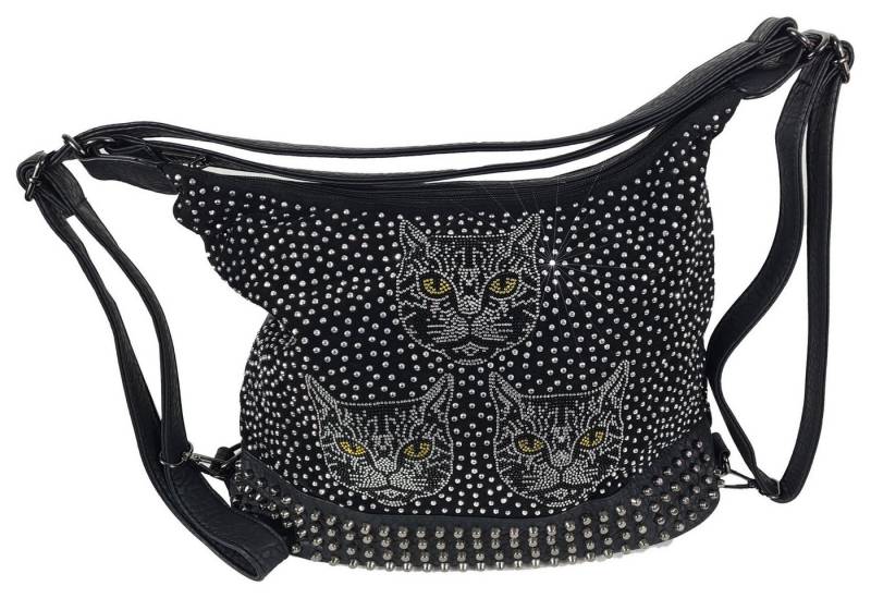 Einkaufszauber Schultertasche Bucket Handtasche Katzen, Katzen aus Strass von Einkaufszauber