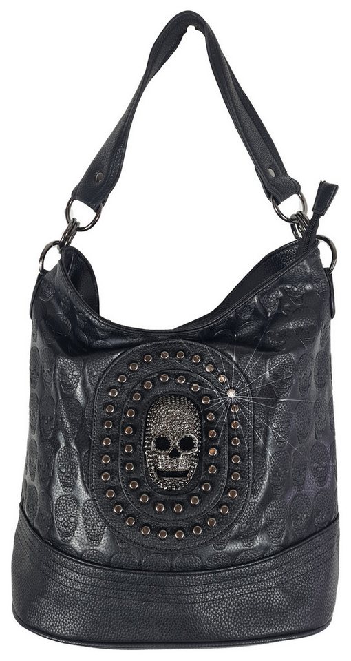 Einkaufszauber Schultertasche Bucket Handtasche Skull Totenkopf 3D Cool, Totenkopf in 3D von Einkaufszauber