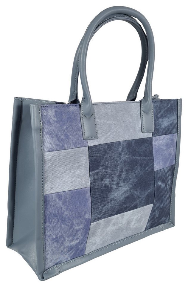Einkaufszauber Shopper Damen Shoppertasche Totebag Jeans - Kunststofftasche Jeansmuster (mit Schultergurt), Passt perfekt zu jeder Jeans von Einkaufszauber