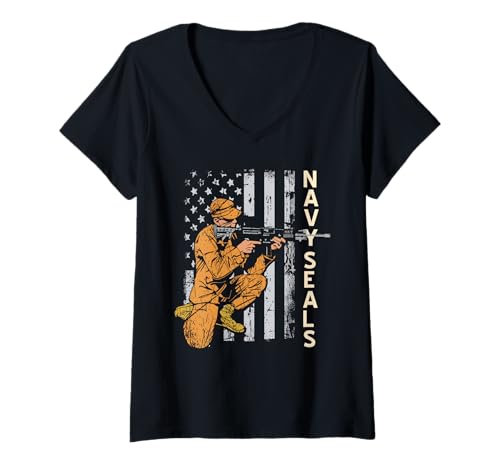Damen Elite Spezialeinsatzkräfte American Pride T-Shirt mit V-Ausschnitt Damen Elite Spezialeinsatzkräfte American Pride T-Shirt mit V-Ausschnitt von Einsatz Patriot Soldaten Print