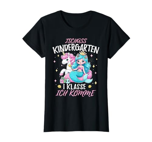 Einschulung 2024 Mädchen Meerjungfrau tschüss Kindergarten T-Shirt von Einschulung 2024 Mädchen Meerjungfrau