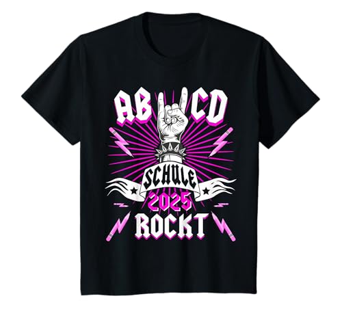 Schulkind 2025 ABC Schule Rockt Rocker Einschulung Mädchen T-Shirt von Einschulung 2025 Geschenk Rocker Musik Design