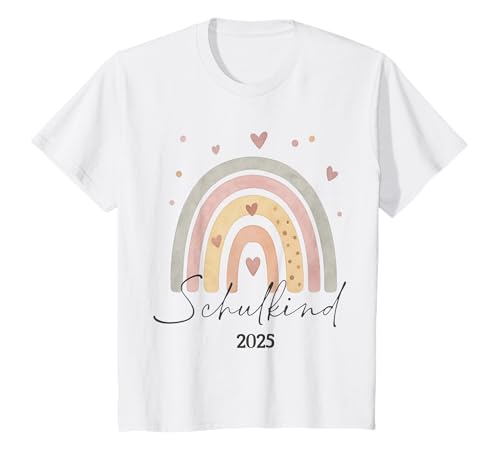 Kinder Schulkind 2025 Boho Regenbogen Schulanfang Feier T-Shirt von Einschulung Boho Pastell 2025 Motive