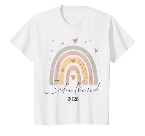 Kinder Schulkind 2026 Boho Regenbogen Einschulung ABC T-Shirt Kinder Schulkind 2026 Boho Regenbogen Einschulung ABC T-Shirt von Einschulung Boho Pastell 2026 Motive
