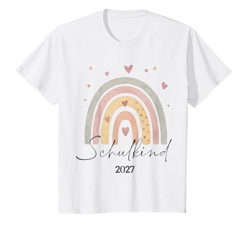 Kinder Schulkind 2027 Boho Regenbogen Einschulung ABC T-Shirt von Einschulung Boho Pastell 2027 Motive