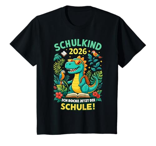 Kinder Schulkind 2026 Ich Rocke jetzt die Schule Dino Einschulung T-Shirt Kinder Schulkind 2026 Ich Rocke jetzt die Schule Dino Einschulung T-Shirt von Einschulung Dino Schule