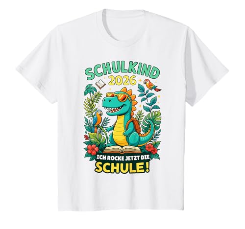 Kinder Schulkind 2026 Ich Rocke jetzt die Schule Dino Einschulung T-Shirt Kinder Schulkind 2026 Ich Rocke jetzt die Schule Dino Einschulung T-Shirt von Einschulung Dino Schule