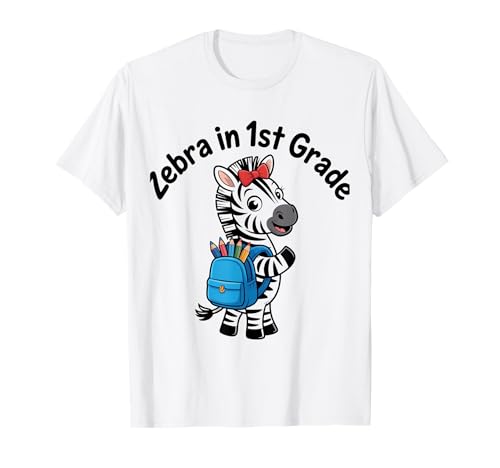 Zebra In 1st Grade Erstklässler Einschulung Mädchen T-Shirt von Einschulung Erstklässler Zebra Schulanfang Schule