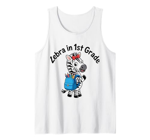 Zebra In 1st Grade Erstklässler Einschulung Mädchen Tank Top von Einschulung Erstklässler Zebra Schulanfang Schule
