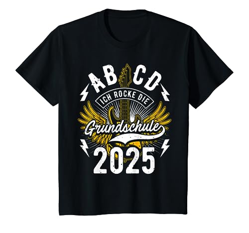 Kinder ABCD Ich Rocke Die Grundschule, Einschulung 2025 Schulkind T-Shirt von Einschulung Geschenk Jungen & Mädchen Grundschule